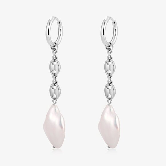 Big Size Keshi Pearl Hoop Style Earrings - Picture 3 of 3